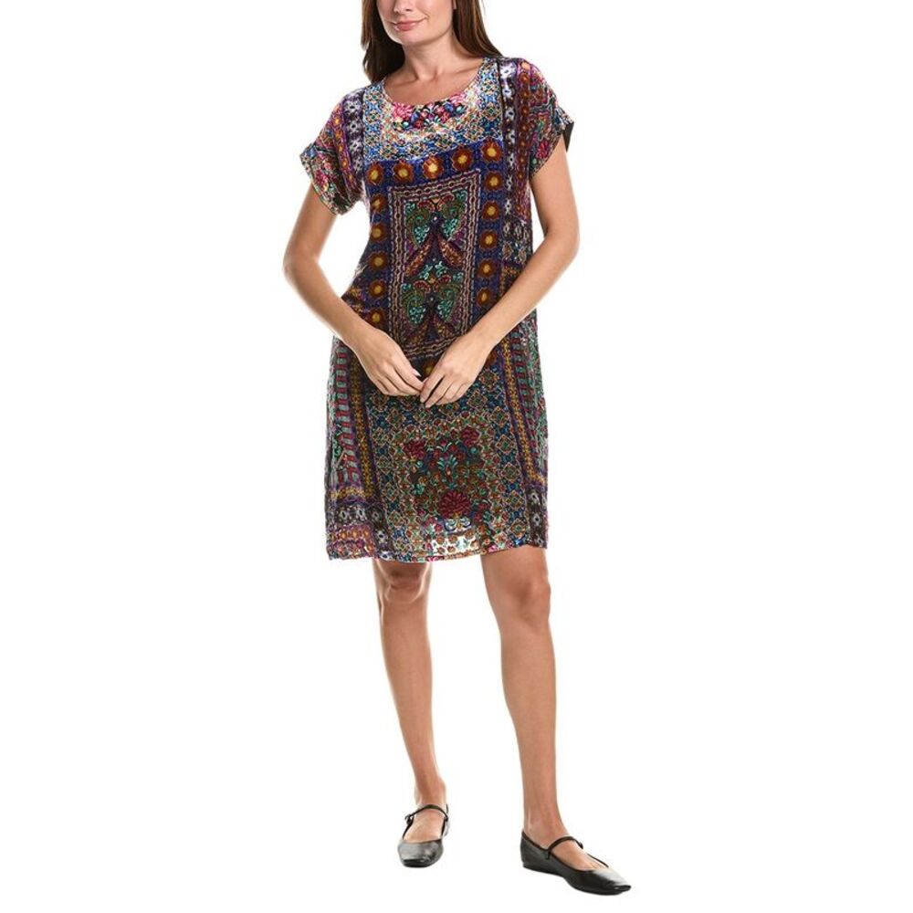 Johnny Was Womens  Daiyu Burnout Silk-Blend Mini Dress, Blue